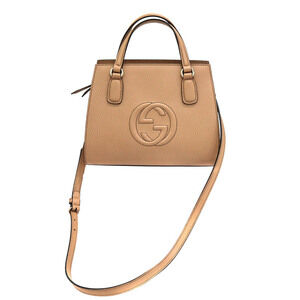 Gucci Soho Interlocking GG Shoulder Bag Handbag Beige Leather